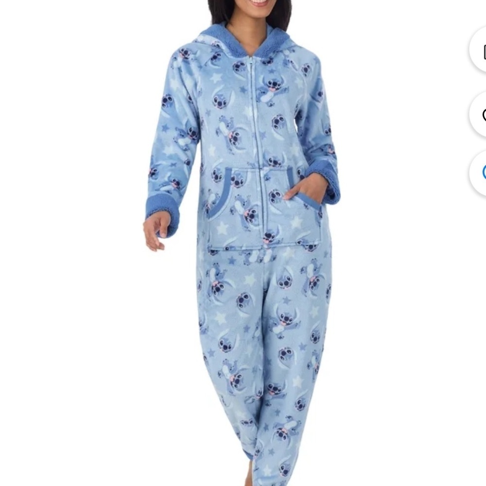 Disney LILO and Stitch Plus Blue Hooded Onesie Pajama Set medium cosplay costume